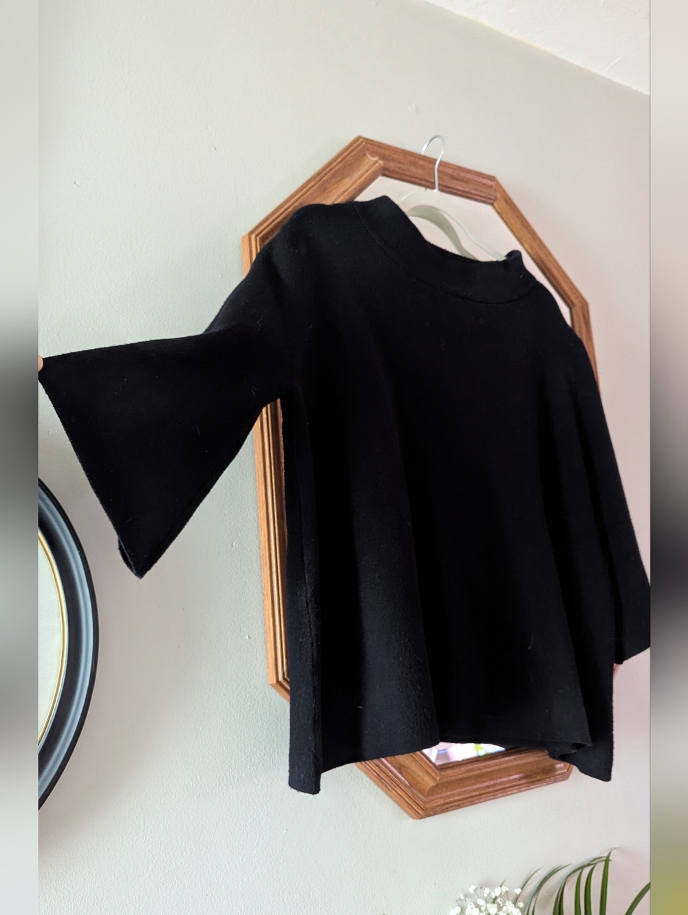 Baltic Born Black Bell-Sleeve Crewneck Sweater